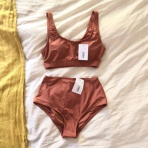 Terracotta high-waist bikini set (NWT)
